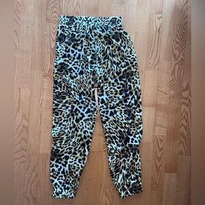 Leopard print satin jogger pants size small